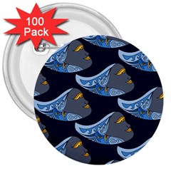 Queen Fish Doodle Art 3  Buttons (100 Pack)  by tmsartbazaar