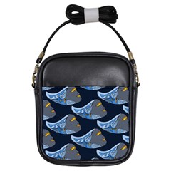 Queen Fish Doodle Art Girls Sling Bag by tmsartbazaar