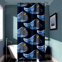 Queen Fish Doodle Art Shower Curtain 36  X 72  (stall)  by tmsartbazaar