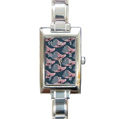 Doodle Queen Fish Pattern Rectangle Italian Charm Watch by tmsartbazaar