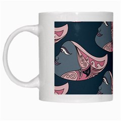 Doodle Queen Fish Pattern White Mugs by tmsartbazaar