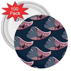 Doodle Queen Fish Pattern 3  Buttons (100 Pack)  by tmsartbazaar