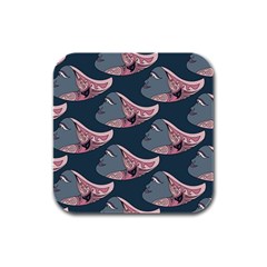 Doodle Queen Fish Pattern Rubber Square Coaster (4 Pack)  by tmsartbazaar