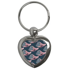 Doodle Queen Fish Pattern Key Chain (heart) by tmsartbazaar