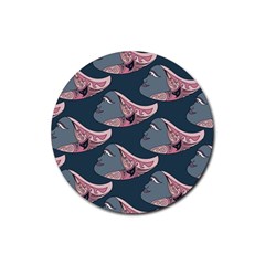 Doodle Queen Fish Pattern Rubber Round Coaster (4 Pack)  by tmsartbazaar