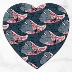 Doodle Queen Fish Pattern Jigsaw Puzzle (heart) by tmsartbazaar