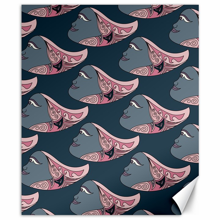 Doodle Queen Fish Pattern Canvas 8  x 10 