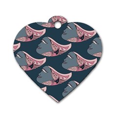 Doodle Queen Fish Pattern Dog Tag Heart (one Side) by tmsartbazaar