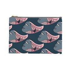 Doodle Queen Fish Pattern Cosmetic Bag (large) by tmsartbazaar