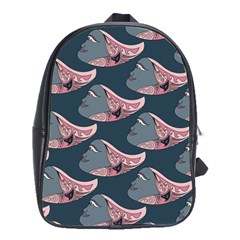 Doodle Queen Fish Pattern School Bag (large) by tmsartbazaar