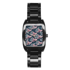 Doodle Queen Fish Pattern Stainless Steel Barrel Watch by tmsartbazaar