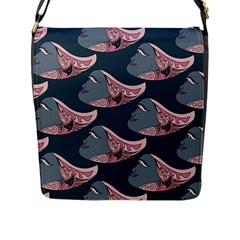 Doodle Queen Fish Pattern Flap Closure Messenger Bag (l) by tmsartbazaar