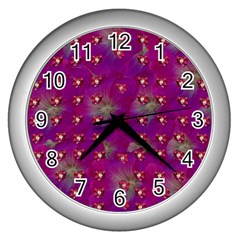 Beautiul Flowers On Wonderful Flowers Wall Clock (silver) by pepitasart