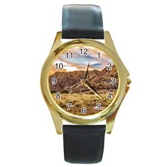 El Leoncito National Park Landscape, San Juan Province, Argentina Round Gold Metal Watch by dflcprintsclothing