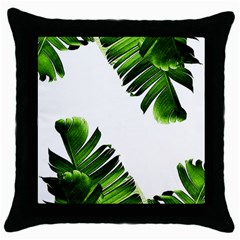 Green Banana Leaves Throw Pillow Case (black) by goljakoff