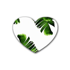 Green Banana Leaves Heart Coaster (4 Pack)  by goljakoff