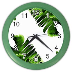 Green Banana Leaves Color Wall Clock by goljakoff