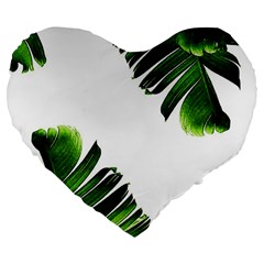 Green Banana Leaves Large 19  Premium Heart Shape Cushions by goljakoff