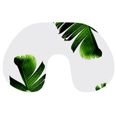 Green Banana Leaves Travel Neck Pillow by goljakoff