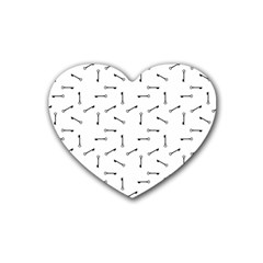 Antique Iron Key Graphic Silhouette Motif Pattern Rubber Coaster (heart) 