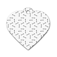 Antique Iron Key Graphic Silhouette Motif Pattern Dog Tag Heart (one Side) by dflcprintsclothing