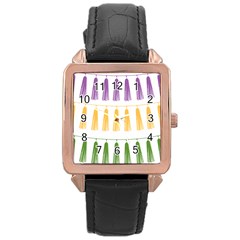 Tassels Tassel Bunting Banner Rose Gold Leather Watch  by HermanTelo