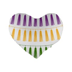 Tassels Tassel Bunting Banner Standard 16  Premium Flano Heart Shape Cushions by HermanTelo