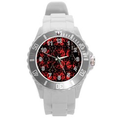 Antique Brothel Wallpaper Round Plastic Sport Watch (l) by MRNStudios