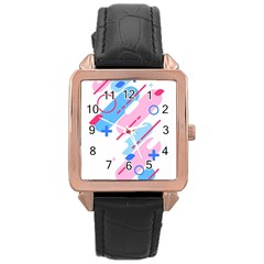 Abstract Geometric Pattern  Rose Gold Leather Watch  by brightlightarts