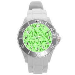 Electric Lime Round Plastic Sport Watch (l) by Janetaudreywilson