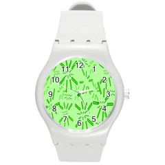 Electric Lime Round Plastic Sport Watch (m) by Janetaudreywilson