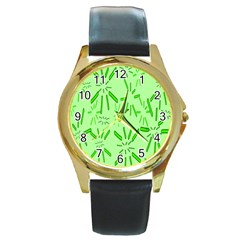 Electric Lime Round Gold Metal Watch by Janetaudreywilson