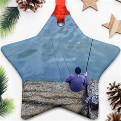 Senior Man Fishing At River, Montevideo, Uruguay001 Ornament (star) by dflcprintsclothing