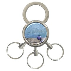 Senior Man Fishing At River, Montevideo, Uruguay001 3-ring Key Chain by dflcprintsclothing