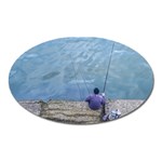 Senior Man Fishing At River, Montevideo, Uruguay001 Oval Magnet Front