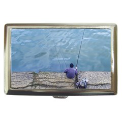 Senior Man Fishing At River, Montevideo, Uruguay001 Cigarette Money Case by dflcprintsclothing