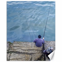 Senior Man Fishing At River, Montevideo, Uruguay001 Canvas 11  X 14 