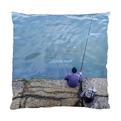 Senior Man Fishing At River, Montevideo, Uruguay001 Standard Cushion Case (one Side)