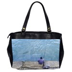 Senior Man Fishing At River, Montevideo, Uruguay001 Oversize Office Handbag (2 Sides) Back