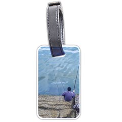 Senior Man Fishing At River, Montevideo, Uruguay001 Luggage Tag (one Side) by dflcprintsclothing