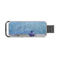 Senior Man Fishing At River, Montevideo, Uruguay001 Portable Usb Flash (one Side) by dflcprintsclothing