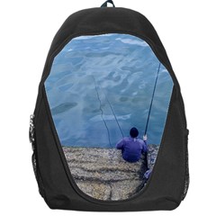 Senior Man Fishing At River, Montevideo, Uruguay001 Backpack Bag by dflcprintsclothing