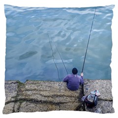 Senior Man Fishing At River, Montevideo, Uruguay001 Standard Flano Cushion Case (two Sides) by dflcprintsclothing