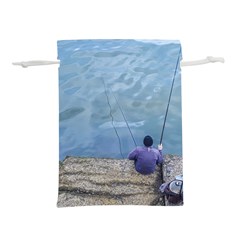 Senior Man Fishing At River, Montevideo, Uruguay001 Lightweight Drawstring Pouch (s)