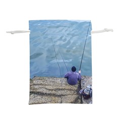 Senior Man Fishing At River, Montevideo, Uruguay001 Lightweight Drawstring Pouch (l) by dflcprintsclothing