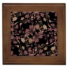 Dark Floral Ornate Print Framed Tile by dflcprintsclothing