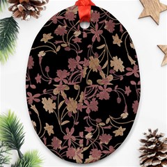 Dark Floral Ornate Print Ornament (oval) by dflcprintsclothing