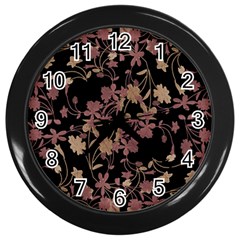 Dark Floral Ornate Print Wall Clock (black) by dflcprintsclothing