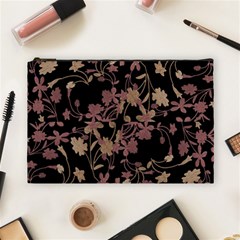 Dark Floral Ornate Print Cosmetic Bag (large)