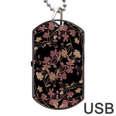 Dark Floral Ornate Print Dog Tag Usb Flash (one Side) by dflcprintsclothing